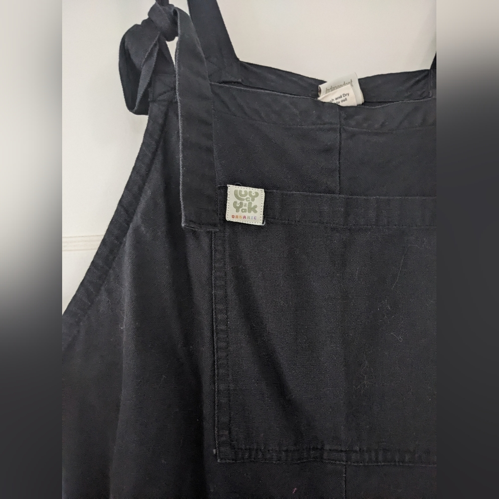 Lucy &Yak organic cotton dungarees in black, size M in 30" length